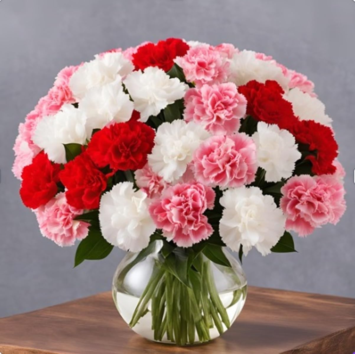 KaBloom - 18 Assorted Carnation With Vase - Fresh Flowers for Birthday, Valentine's & Mother's Day