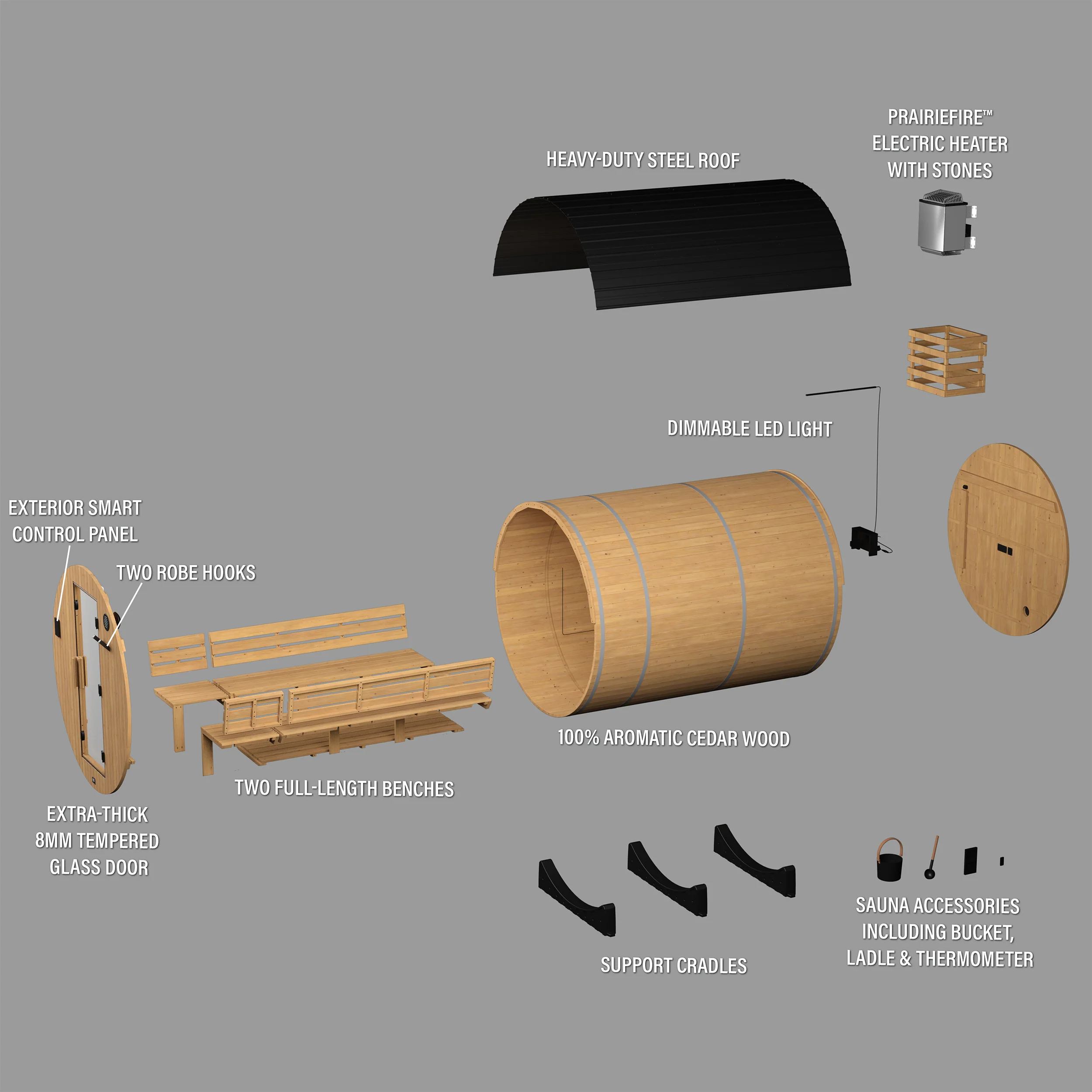 Paxton Outdoor Barrel Sauna with Porch �?4-6 Person