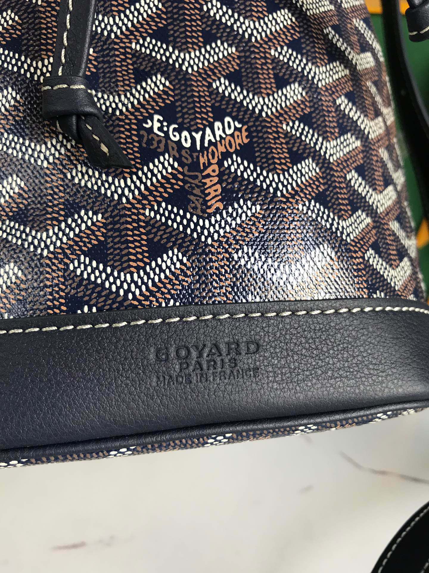 Goyard Petit Flot Bucket Bag 22cm Navy Blue Goyardine Canvas And Lambskin Trim