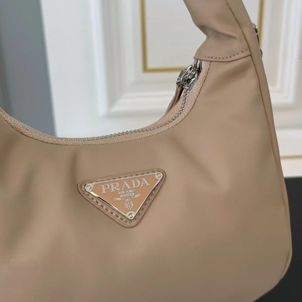 Prada Soft Padded Nappa Leather Bag Beige 21Cm