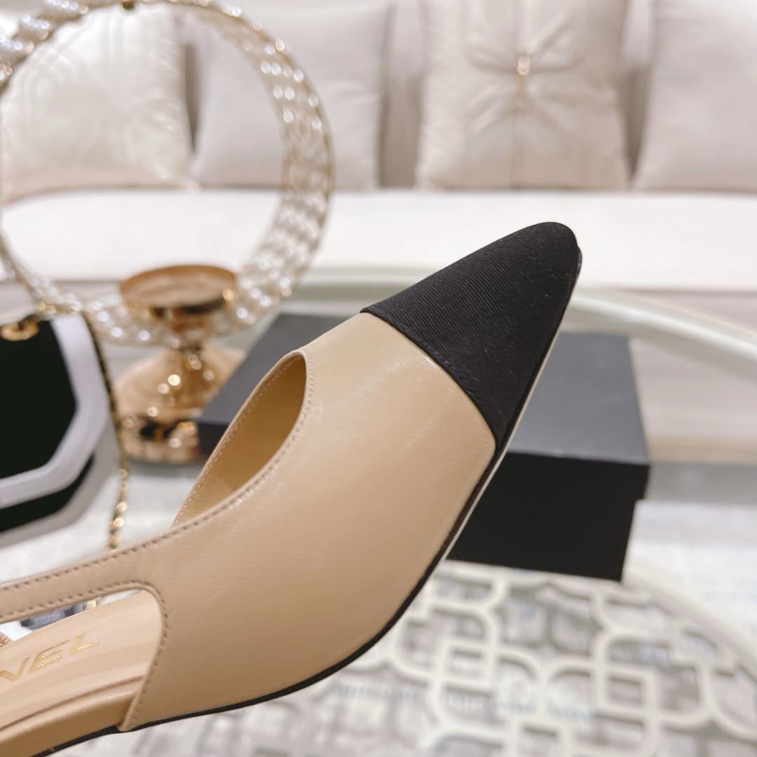 Chanel Slingbacks Grosgrain Beige & Black G31318 Y50006 C8378