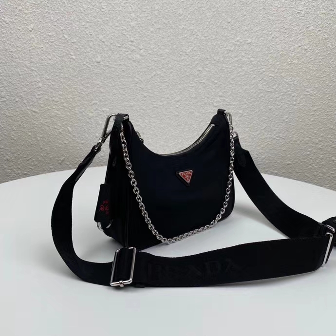 Prada Re Edition 2005 Re Nylon Black Red 22cm 1BH204 064 F0DL1 V I1L