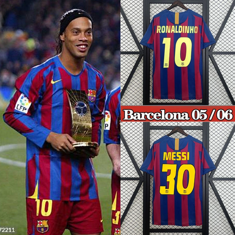 Retro 2005-06 FC Barcelona home XAVI MESSI RONALDINHO Football jersey retro