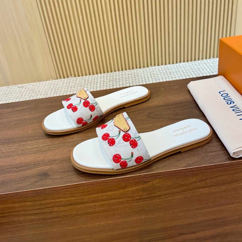 Louis Vuitton X Takashi Murakami Lily Flat Mule White 1Ahm43