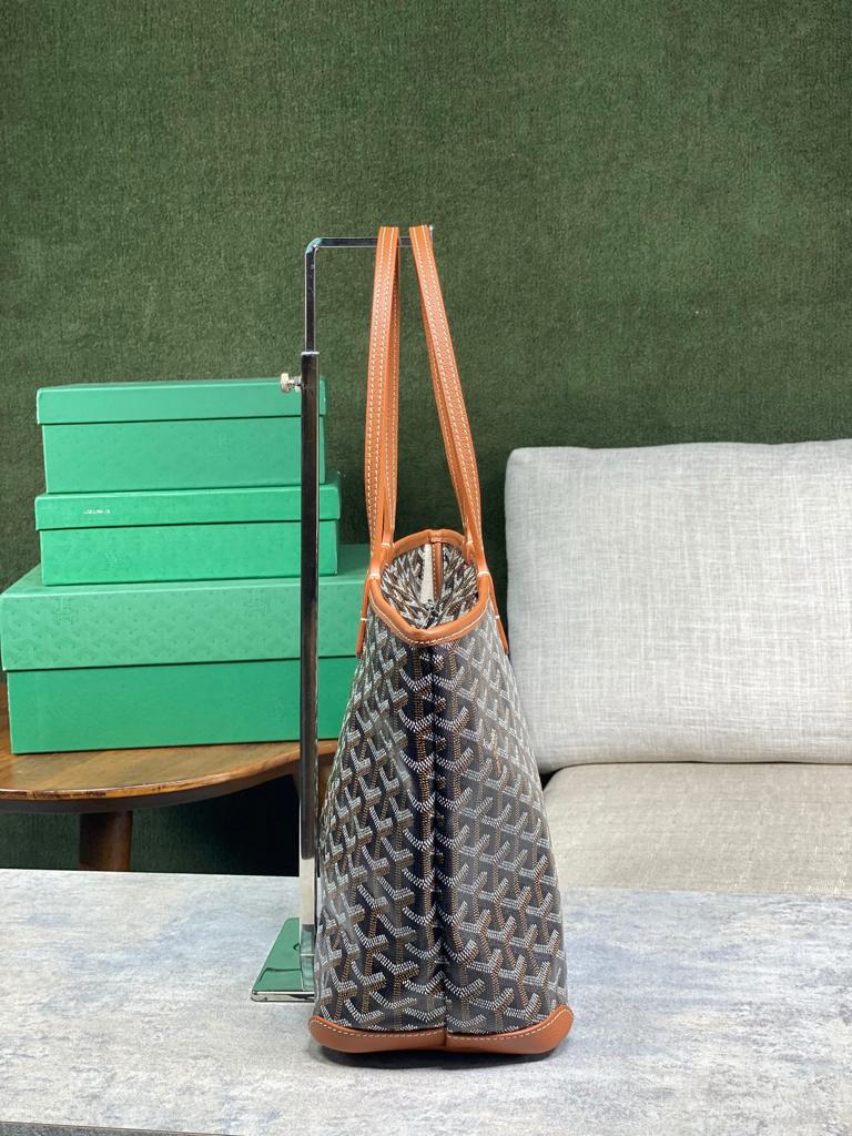 Goyard Artois PM Tote Bag 40Cm Black And Tan Canvas