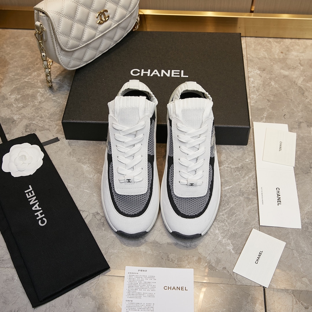 Chanel Cruise Sock Sneakers White Black