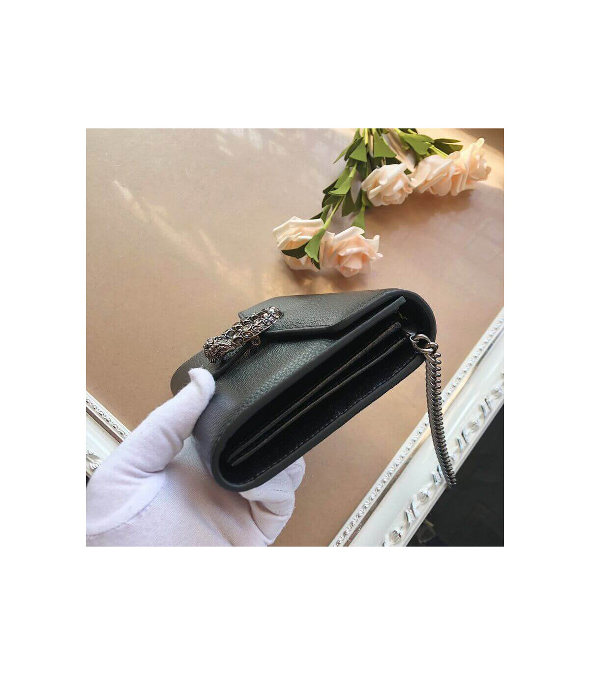Gucci Dionysus Black Leather Mini Chain Bag