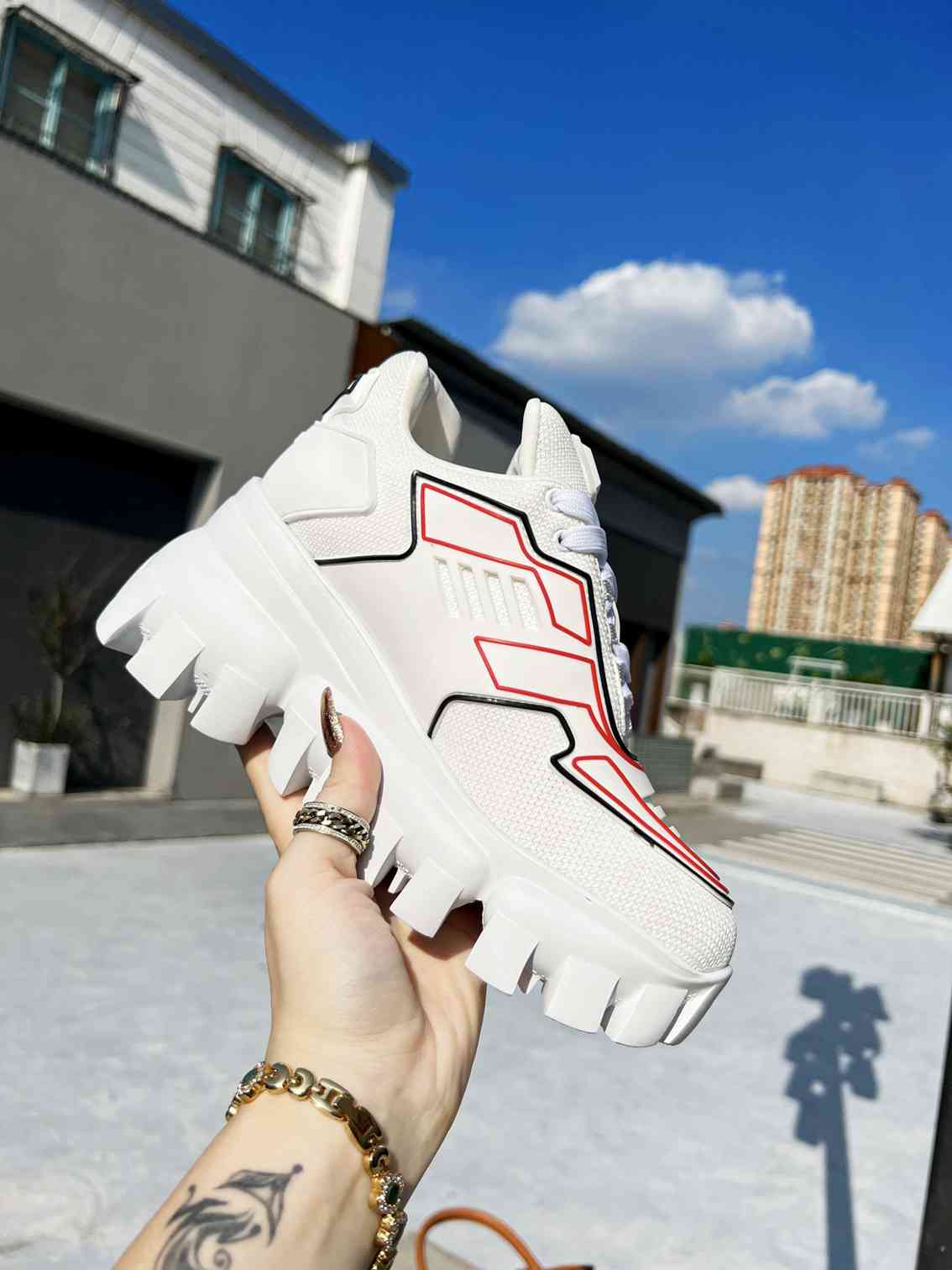 Prada Cloudbust Thunder Sneakers With White And Red 2Eg2933Lgnf0009
