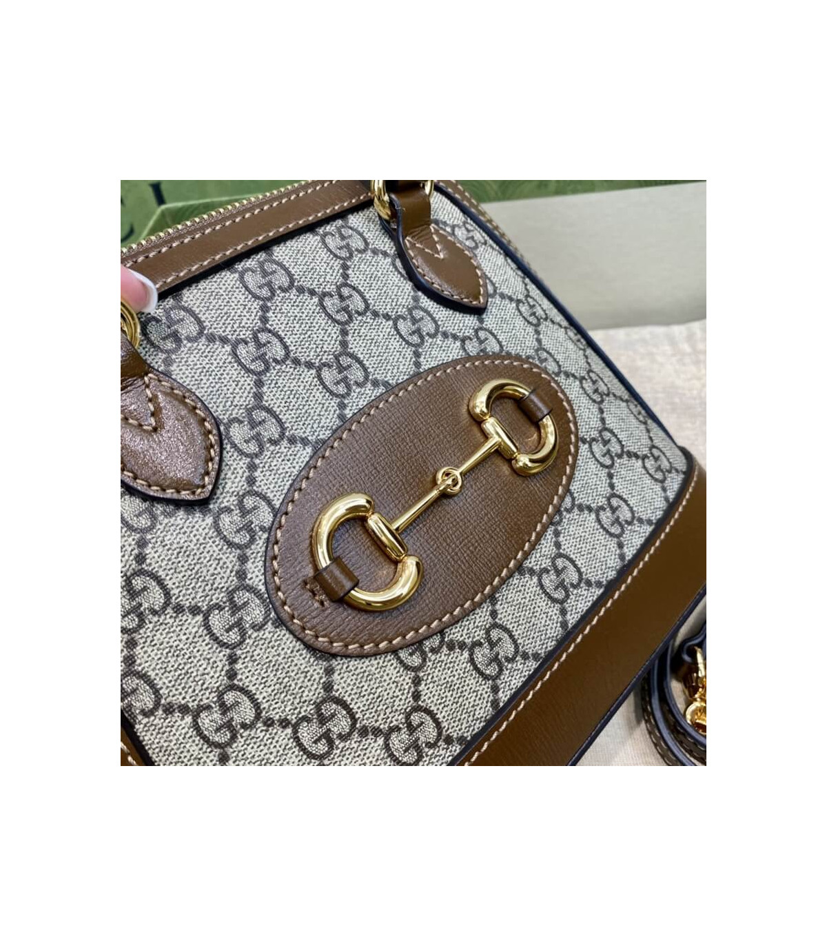 Gucci Horsebit 1955 Mini Top Handle Bag In Brown GG Supreme Canvas 20cm/ 7.9in