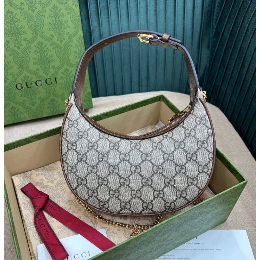 Gucci Half-Moon-Shaped Mini Bag with Interlocking G Brown