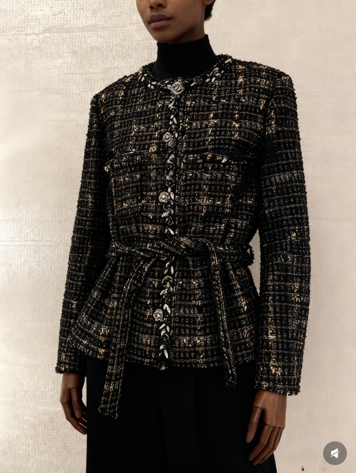 Chanel Black & Gold Bouclé Jacket Set
