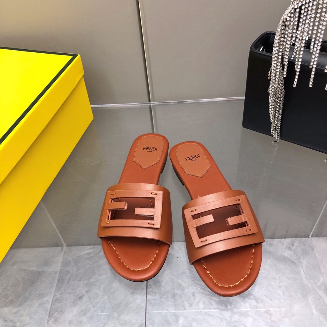 Fendi Baguette Brown Leather Slides 8R8136Ae7Tf1C4R