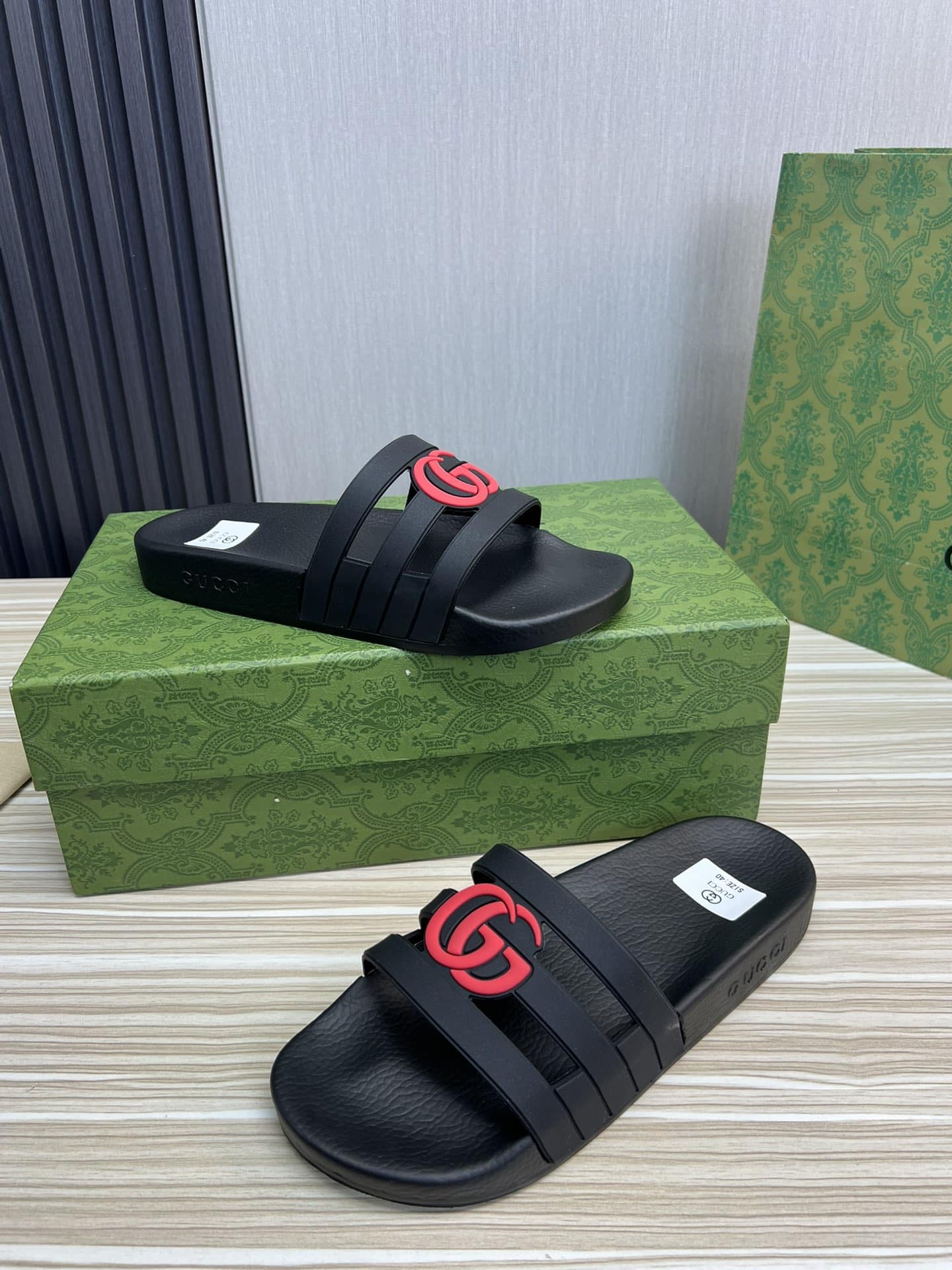 Gucci Slippers Sandals Mules Summer With Gg Logo Red
