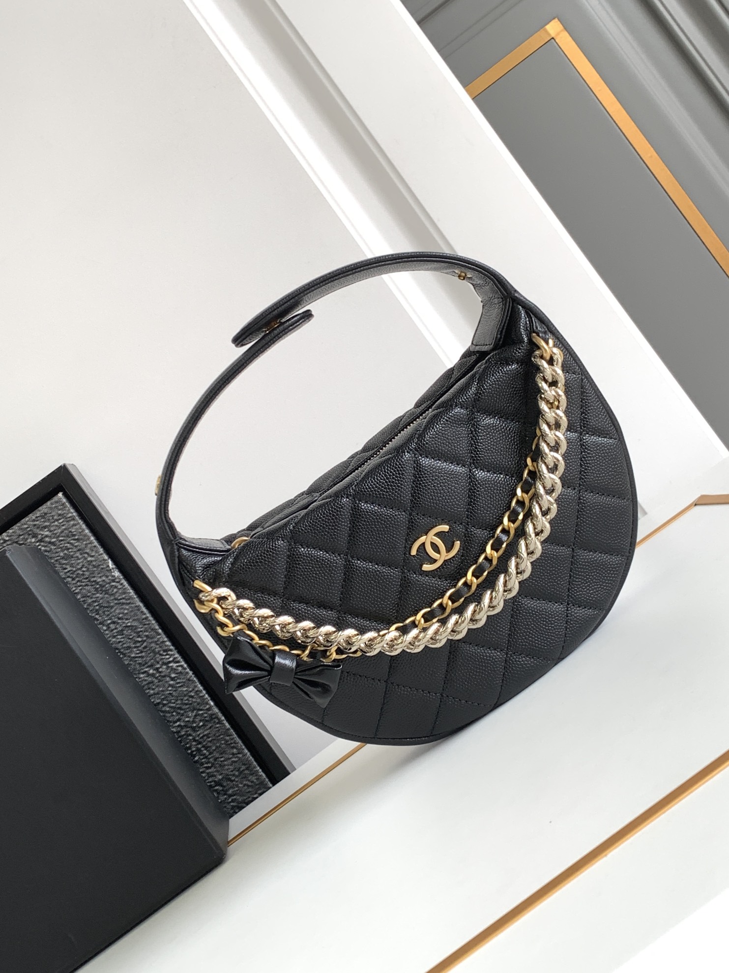 Chanel 24s black-pink gold bag