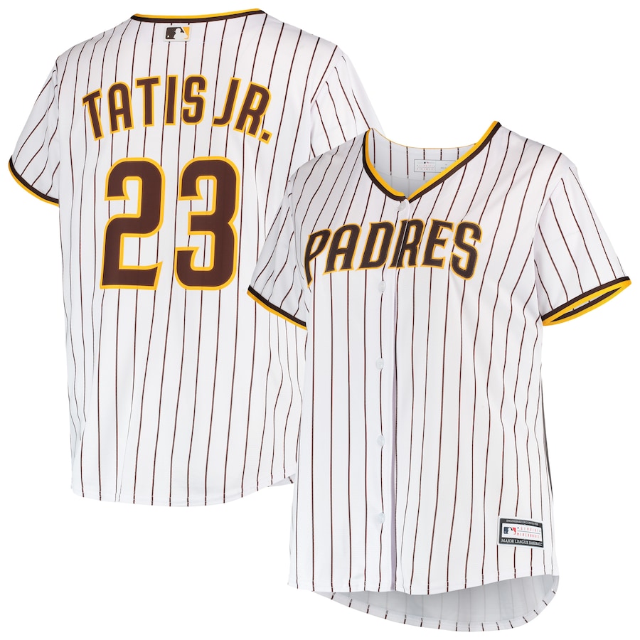 Fernando Tatis Jr. San Diego Padres Women's Plus Size Player Jersey White/Brown