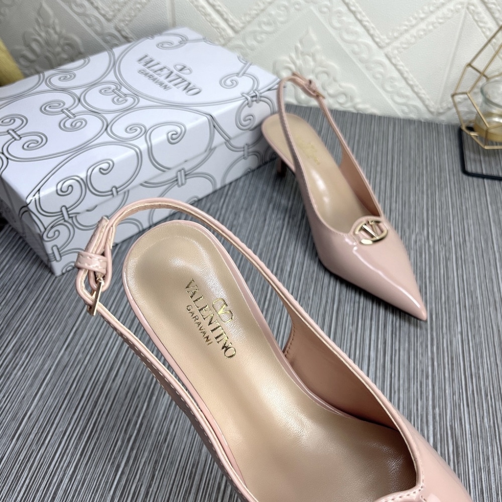Valentino Vlogo The Bold Edition Slingback Pumps In Patent Leather 60Mm In Beige Rose