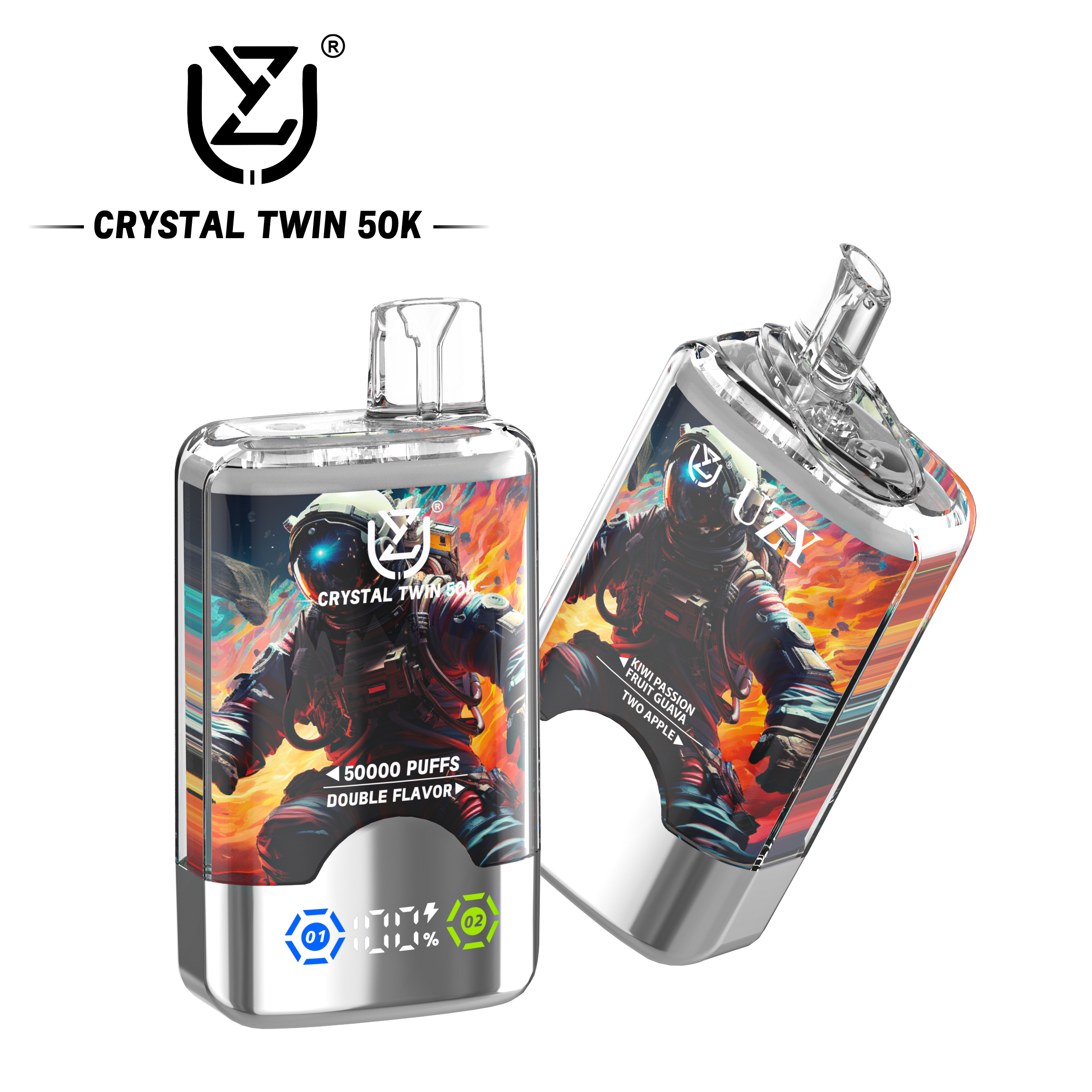 UZY CRYSTAL TWIN 50K Puffs Prefilled Vape |  Rechargeable