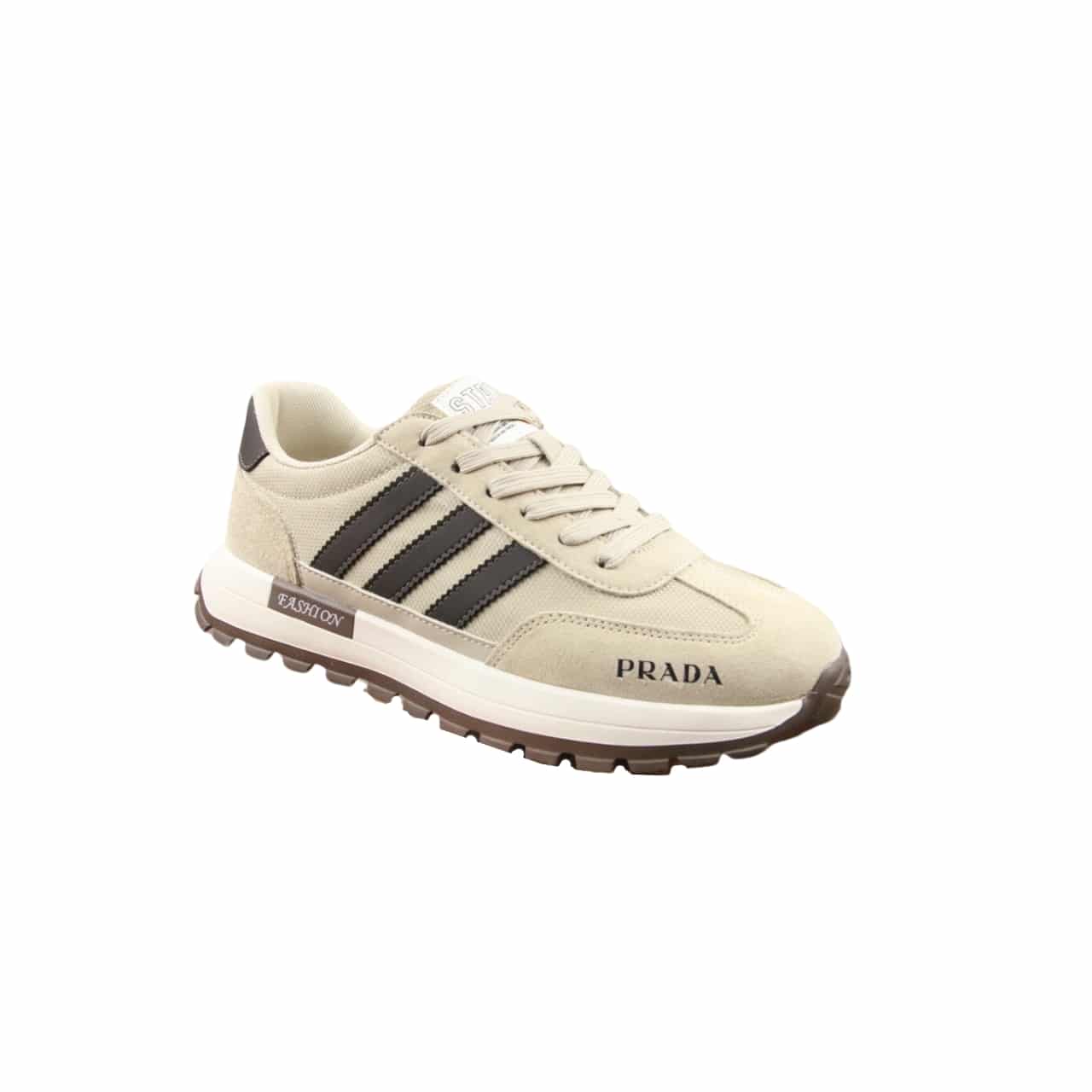 Prada Men?S Sneakers Suede With Stripe Beige