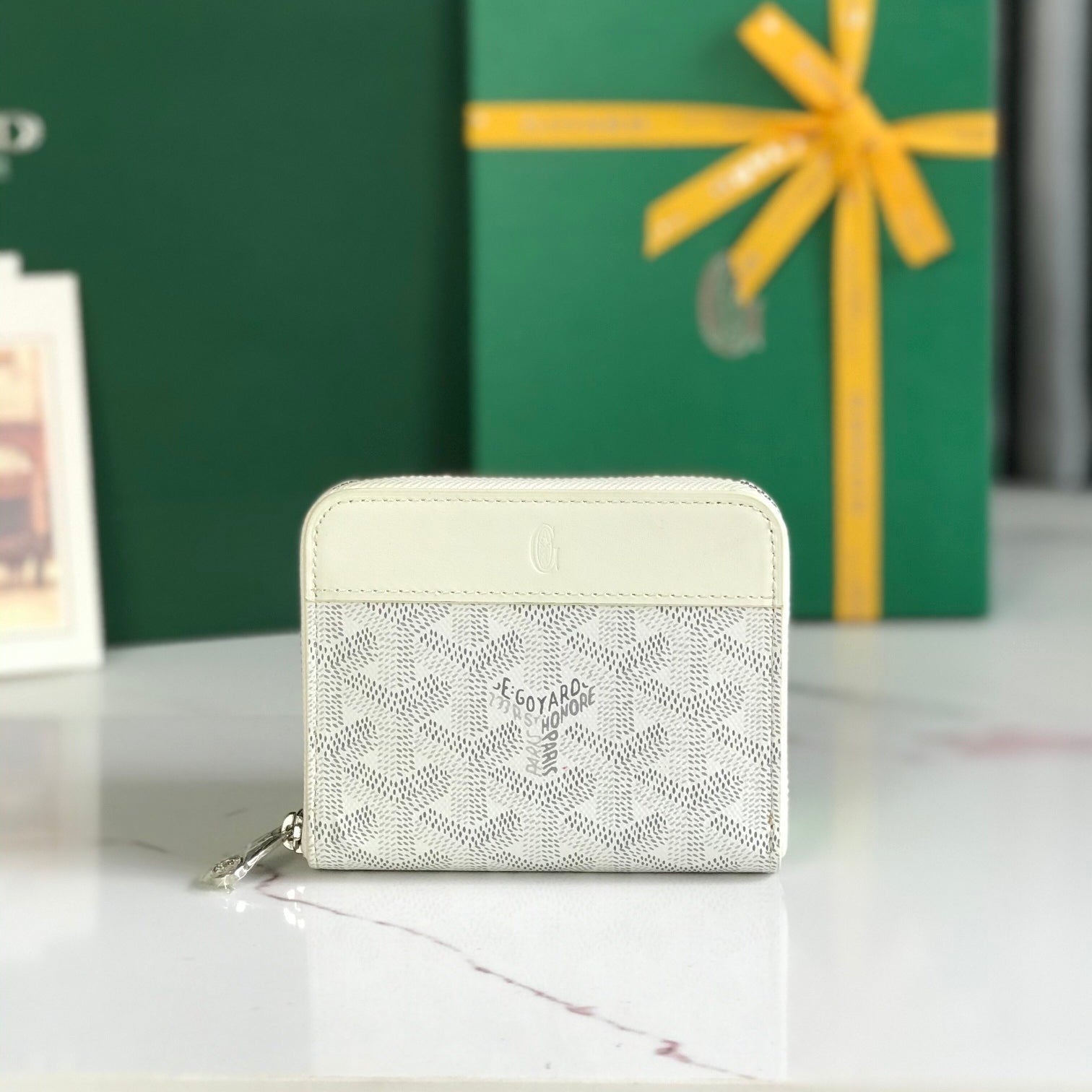 Goyard Matignon Mini Wallet 11cm White Goyardine Canvas And Calfskin