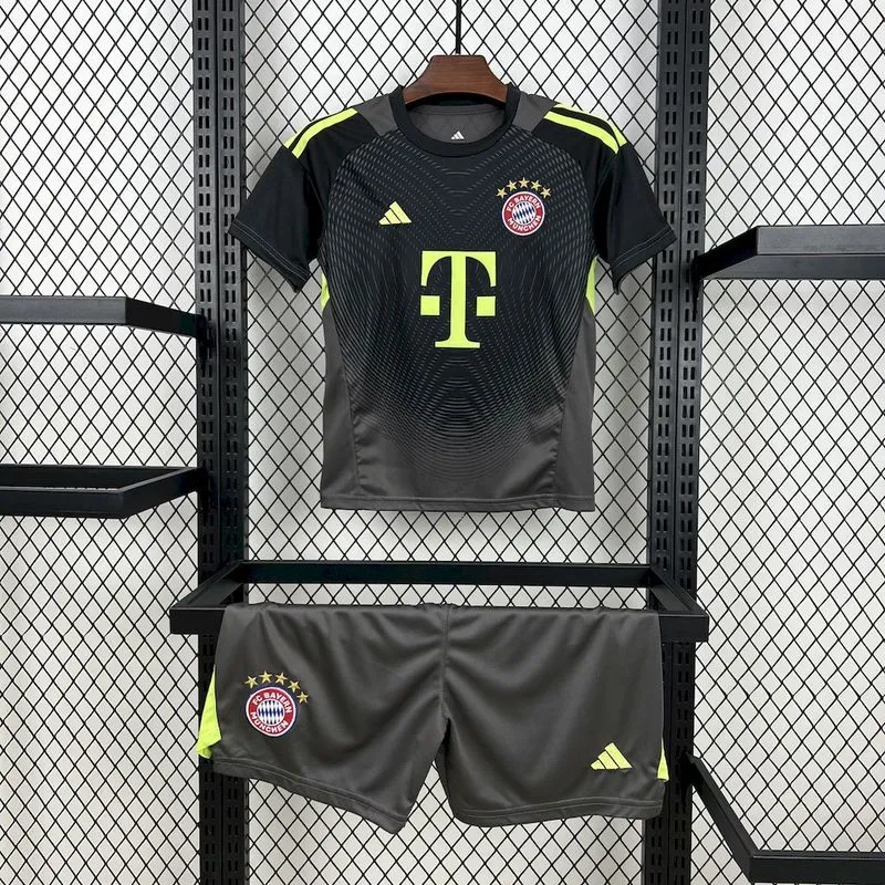 2025-26 Bayern Munchen Blackn Goalkeeper Kids Football jersey