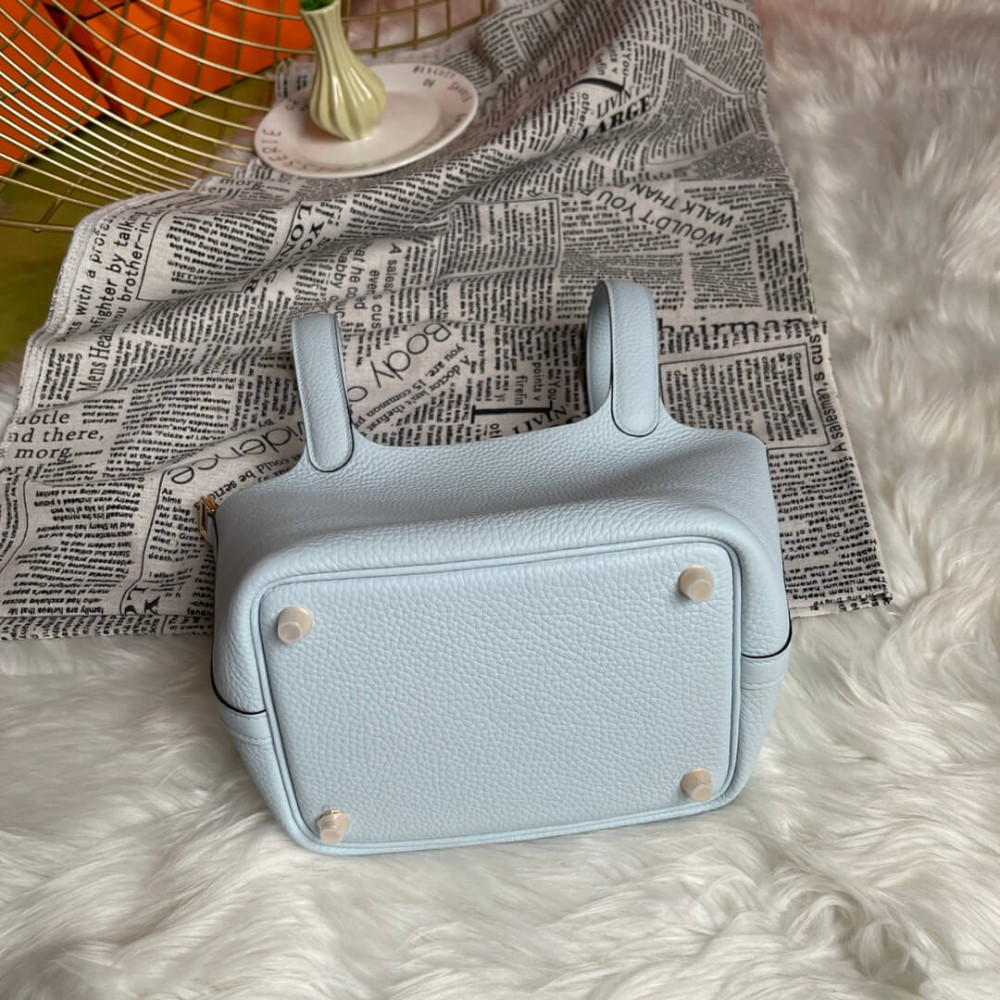 Hermes Picotin Lock Bag In Taurillon Clemence Bleu Pale 22Cm