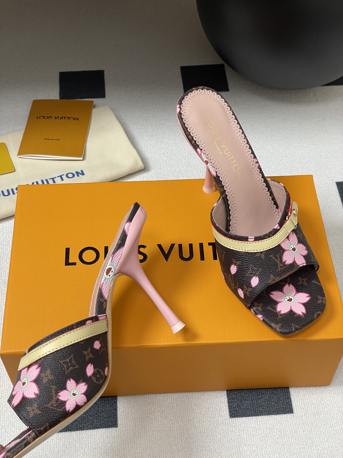 Louis Vuitton x Takashi Murakami Cherry Blossom Mule Brown Monogram Canvas