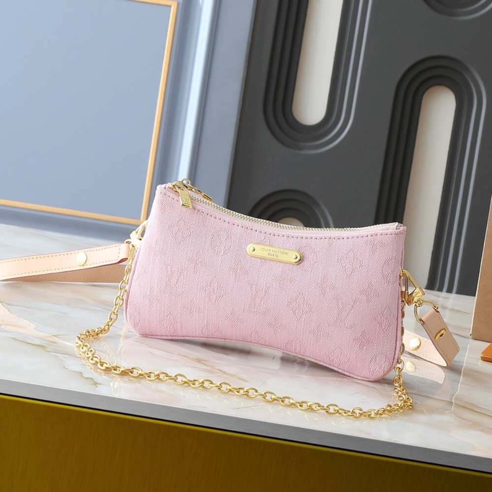 Louis Vuitton Liv Pochette Monogram Denim Washed Pink 24Cm M14159