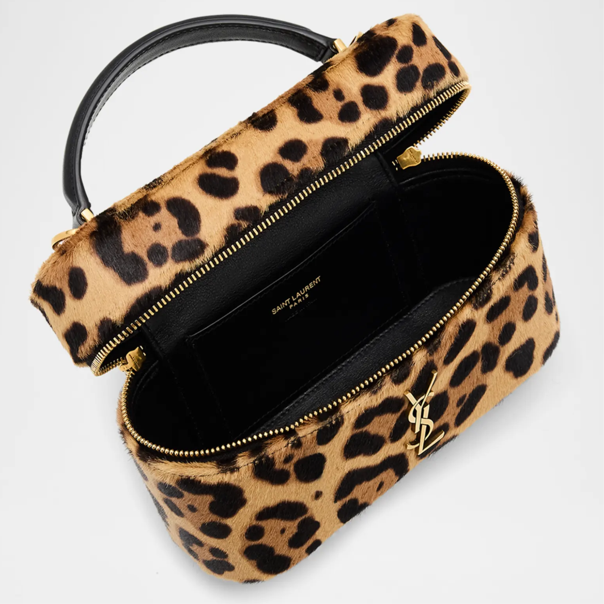 Saint Laurent Leopard Haircalf Vanity Bag with YSL Monogram 18cm