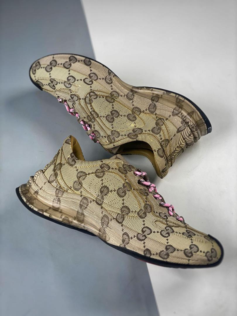 Gucci Women’S Gucci Run Sneaker In Water Transfer Printed Leather Beige 725612 Aabeb 9742