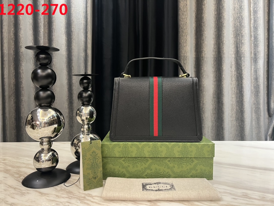 Gucci Gg Matelassé Small Top Handle Bag Black 24Cm
