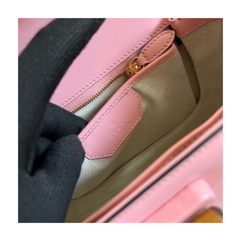Gucci Small Top Handle Bag with Bamboo Pink