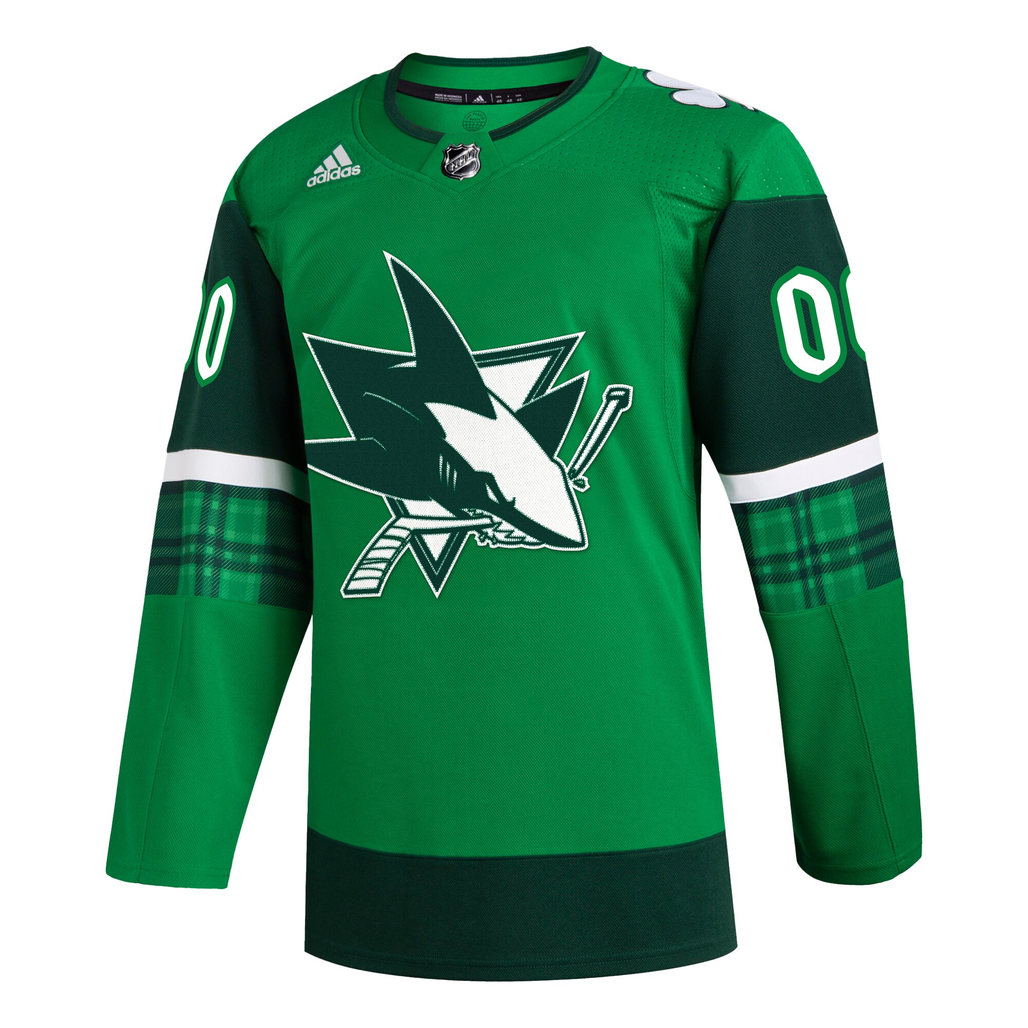 San Jose Sharks adidas St. Patrick’s Day Authentic Custom Jersey – Kelly Green