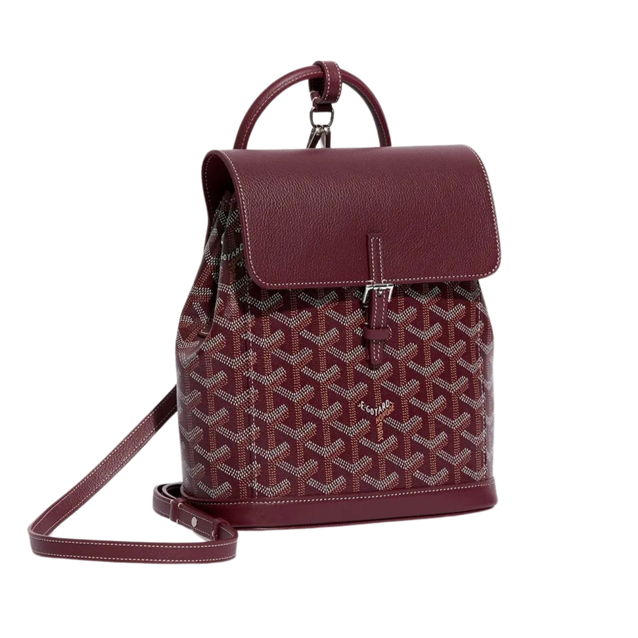 Goyard Alpin Mini Backpack 21 Cm Wine Red Lambskin And Goyardine Canvas