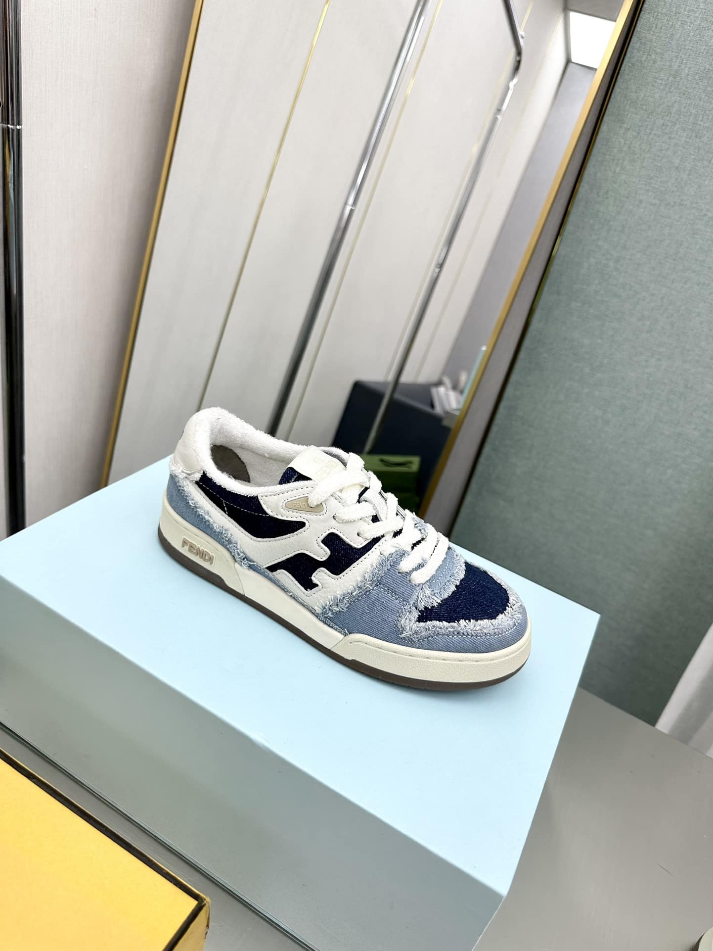 Fendi Match Suede Low Tops Denim Blue 7E1495Amf1F1Jid