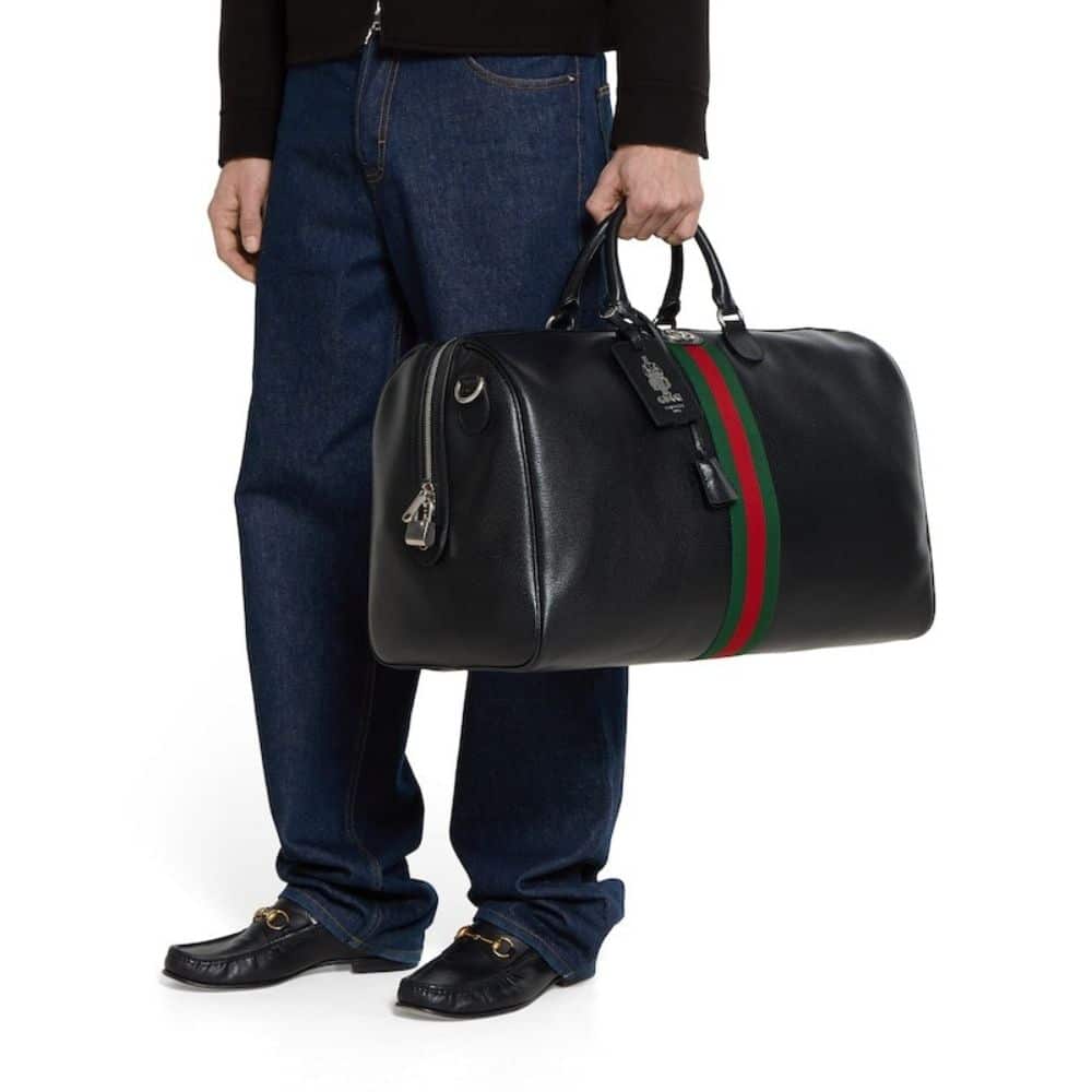 Gucci Web Trademark Medium Duffle Bag Black 44Cm