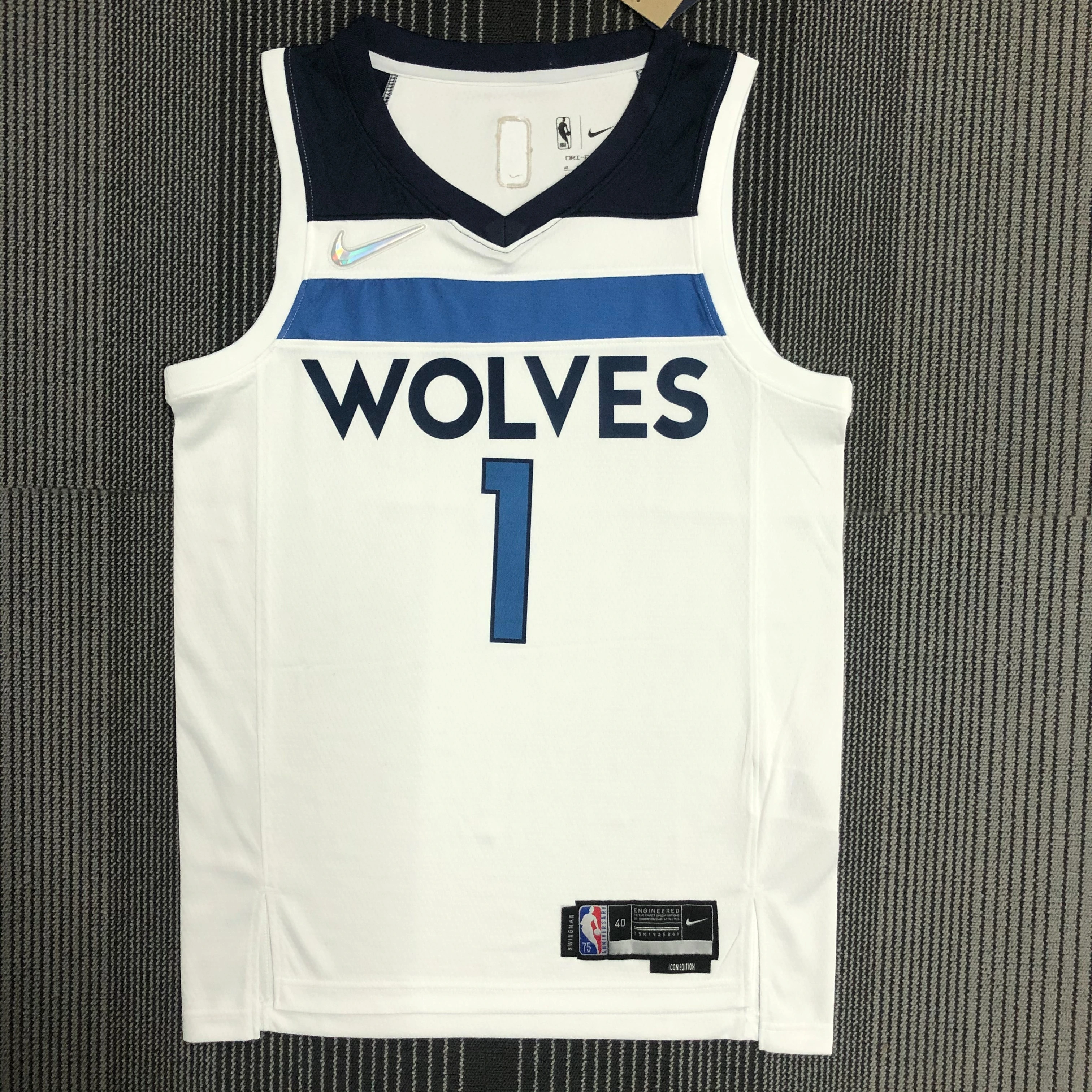 NBA 75th Anniversary Minnesota Timberwolves 1 Edwards Basketball Jersey