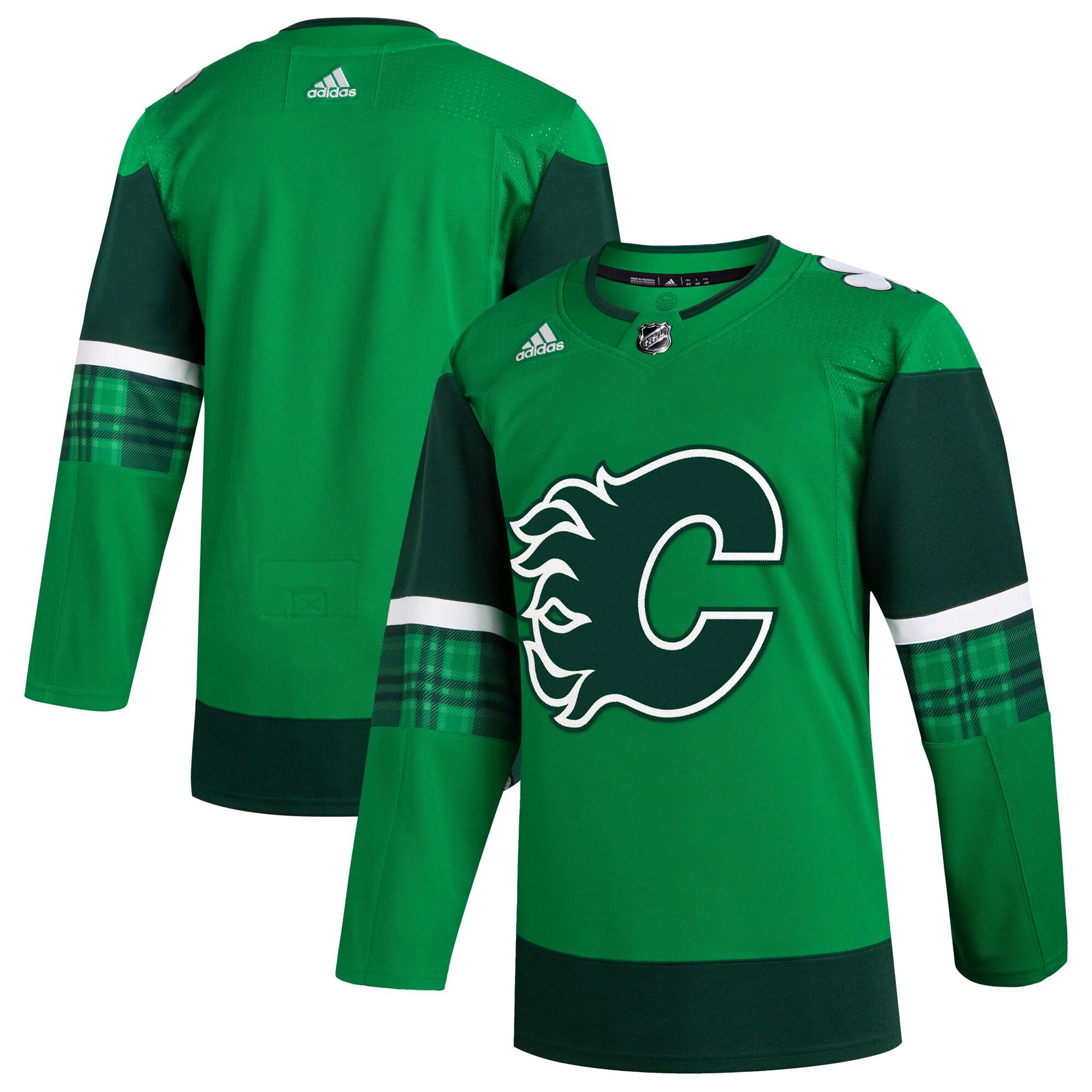 Calgary Flames adidas 2023 St. Patrick’s Day Primegreen Authentic Jersey – Kelly Green
