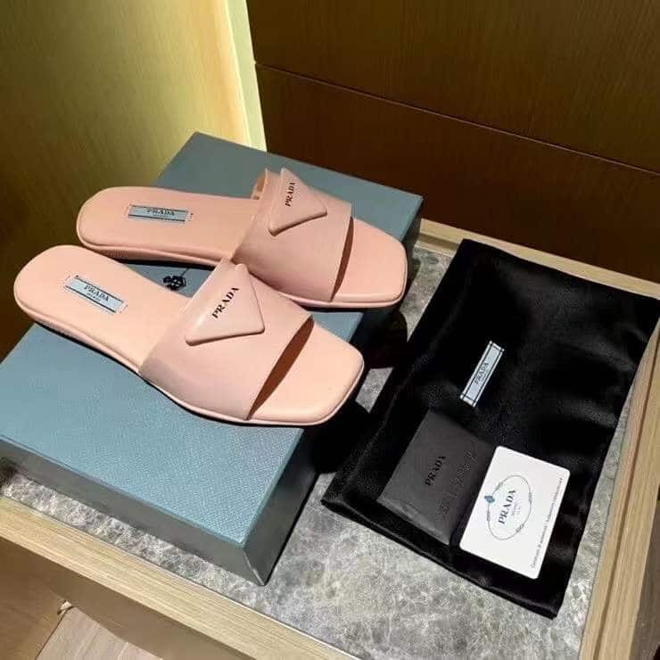 Prada Brushed Leather Slide In Pink