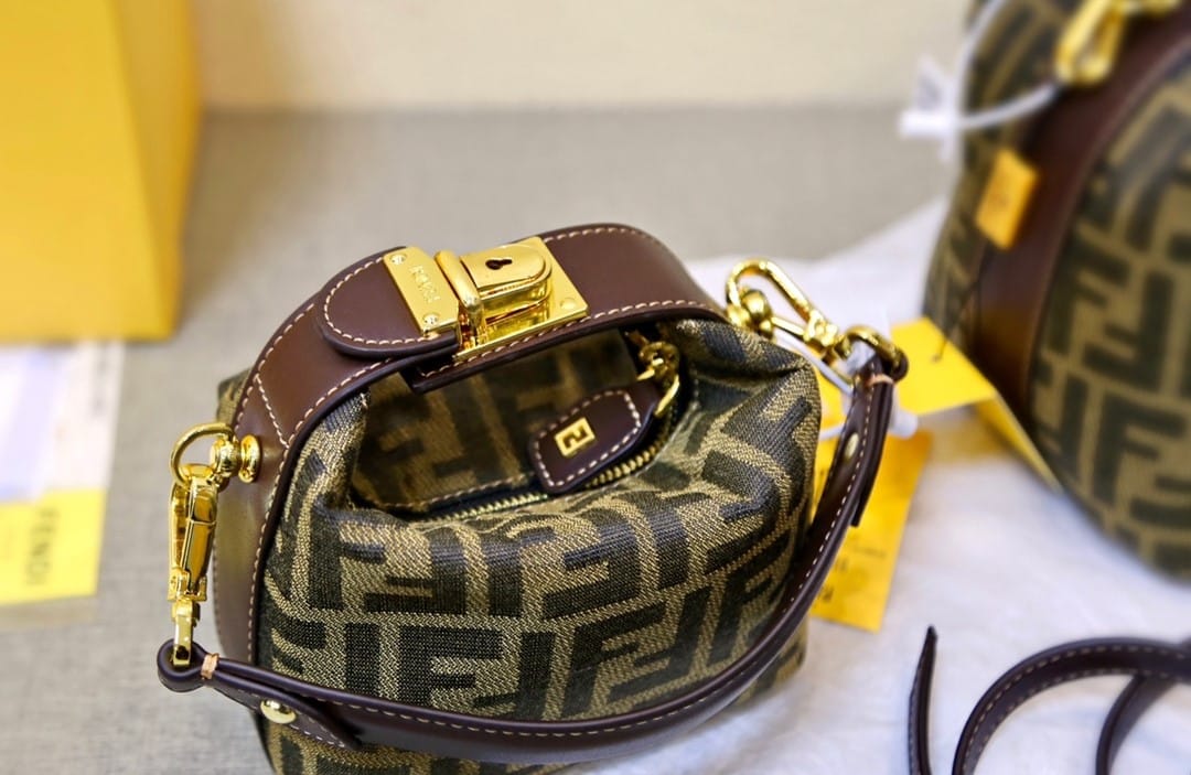 Fendi Zucca Jacquard Mini Pouch Bag Brown 27Cm