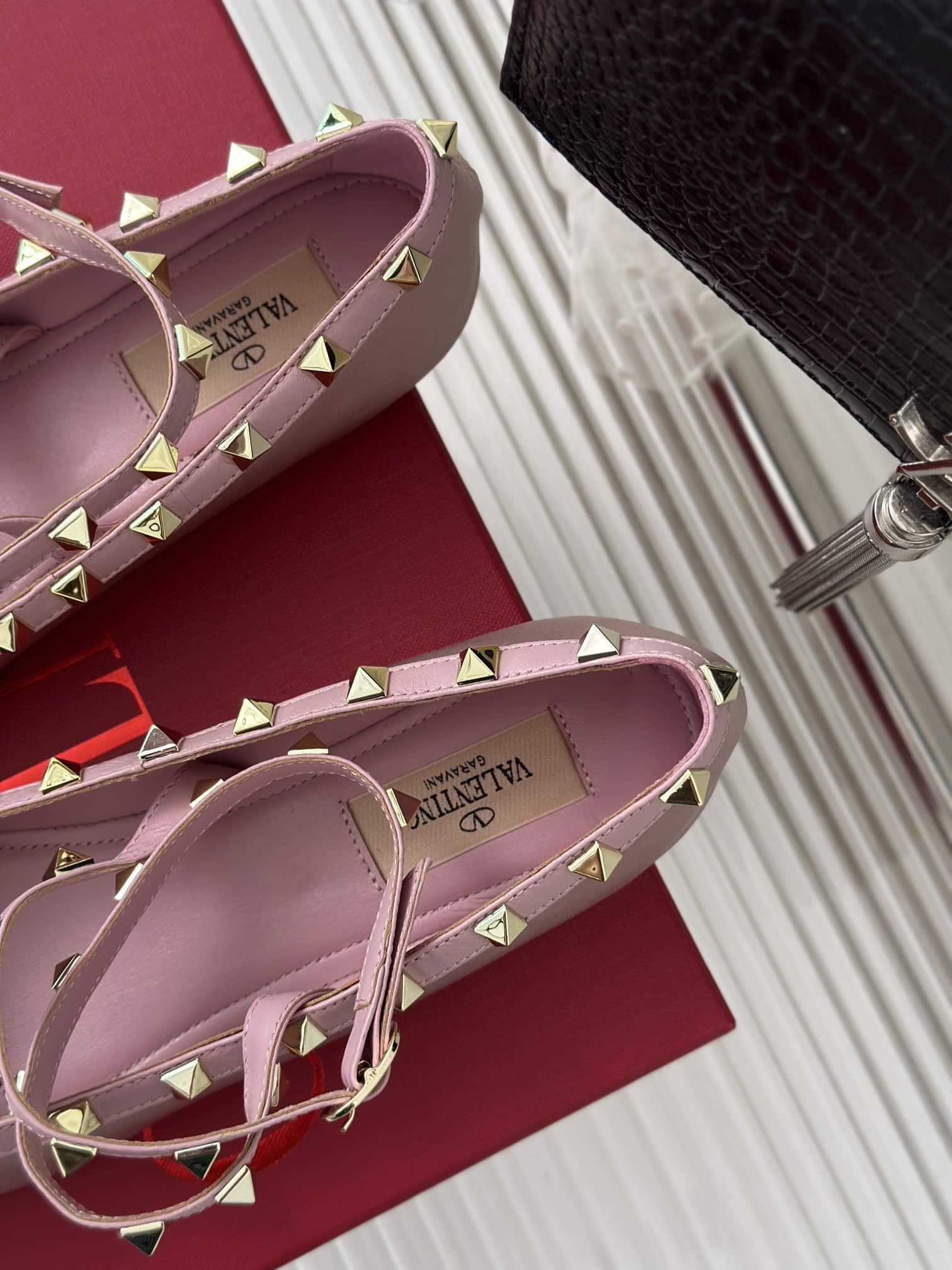 Valentino Garavani Rockstud Satin Ballerina Water Lilac 3W2S0Hb6Swh 6E0