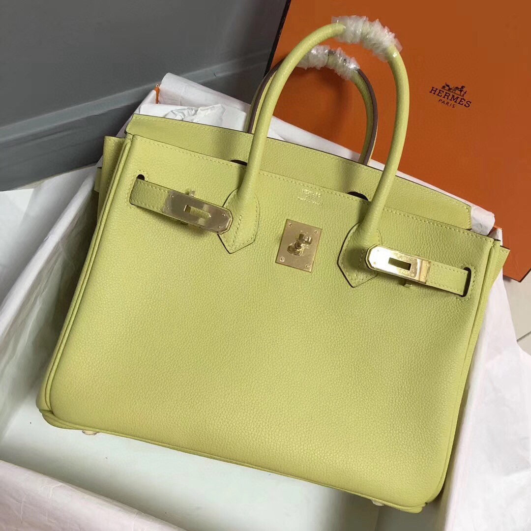 Hermes Birkin 25Cm Yellow Togo Leather Gold Hardware