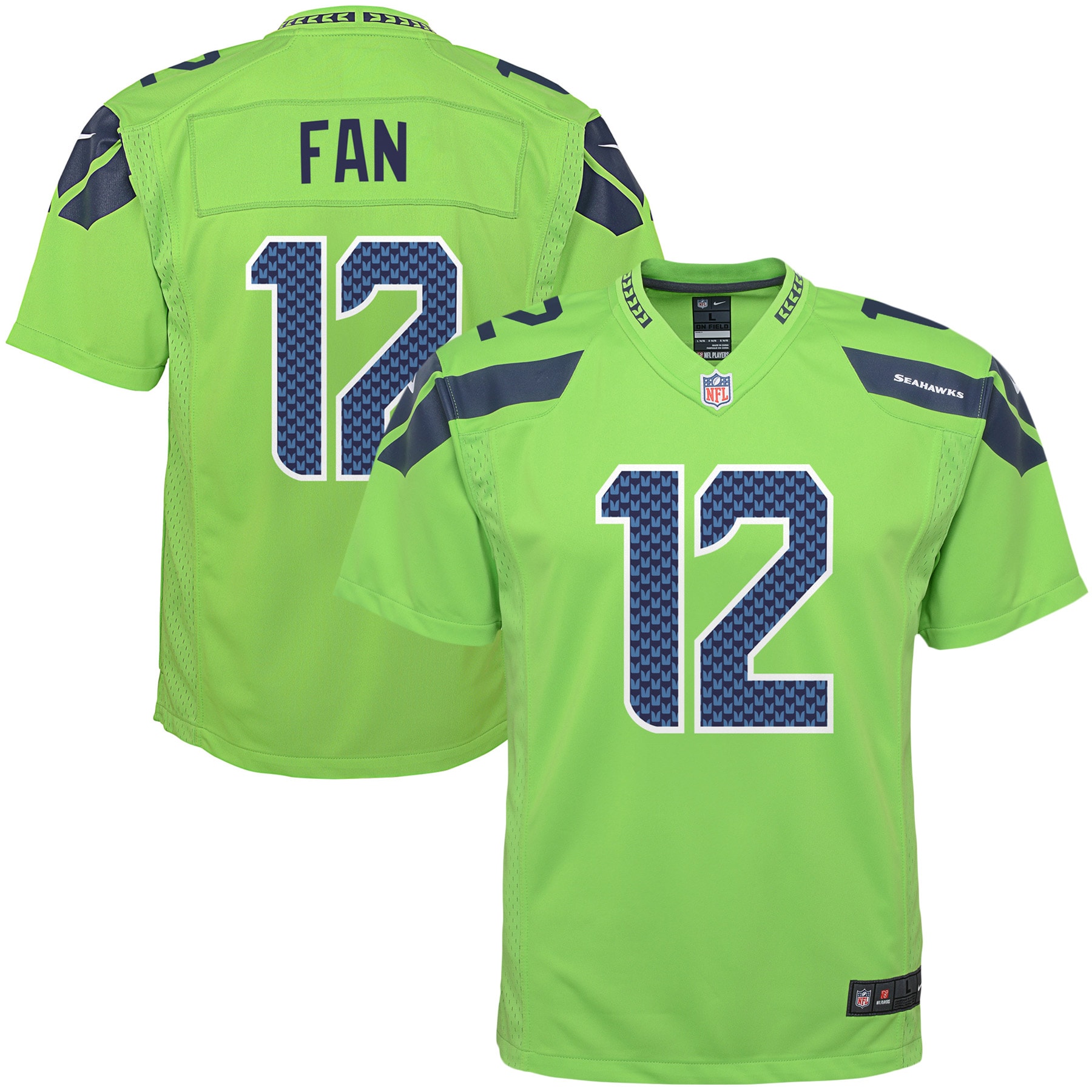 #12 Fan Seattle Seahawks Nike Youth Game Jersey - Neon Green