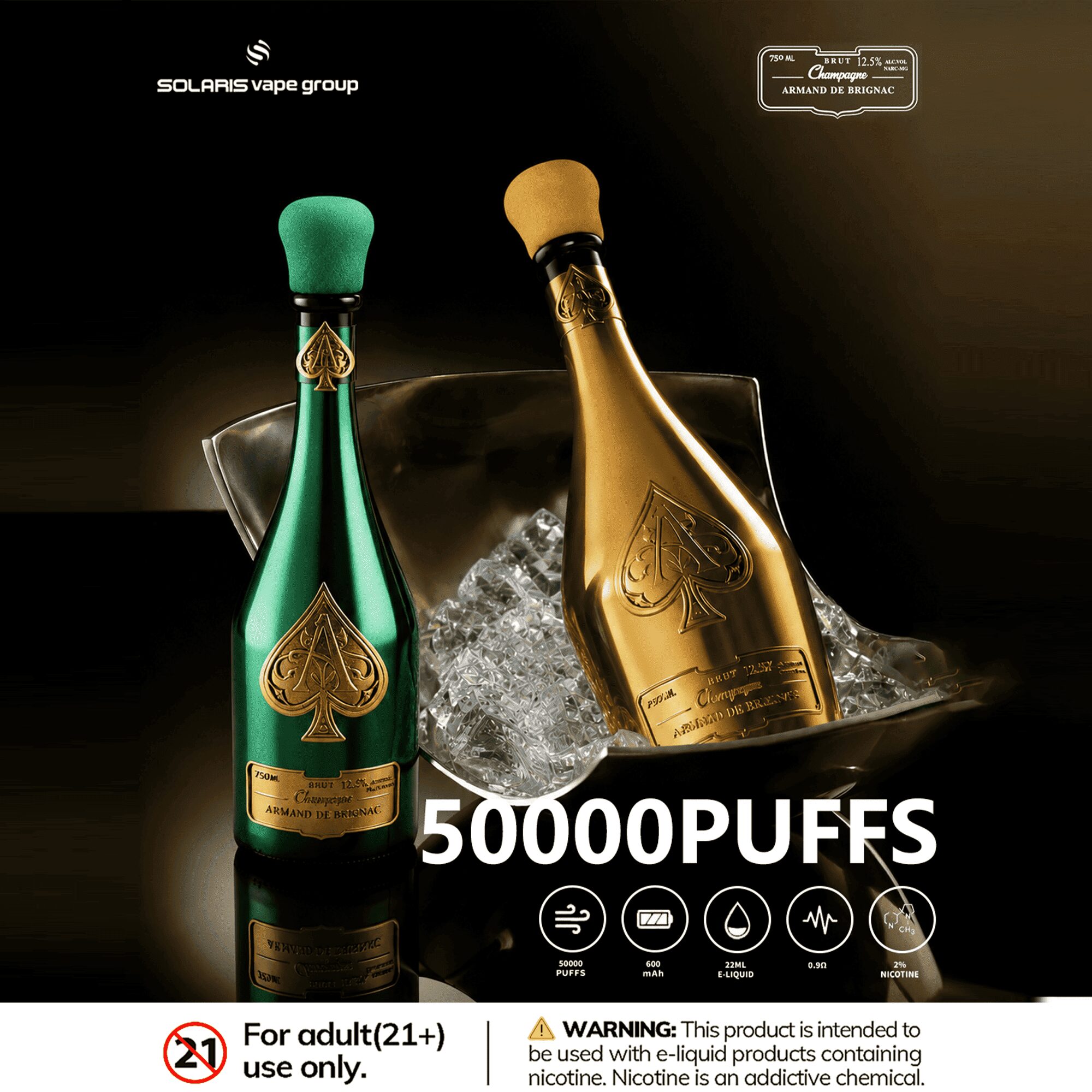 Solaris Champagne 50000 50K Puffs Rechargeable Disposable Vape