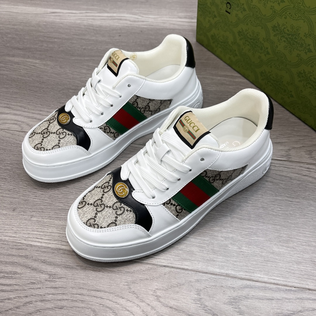 Gucci Screener Sneaker Gg Canvas With Web White