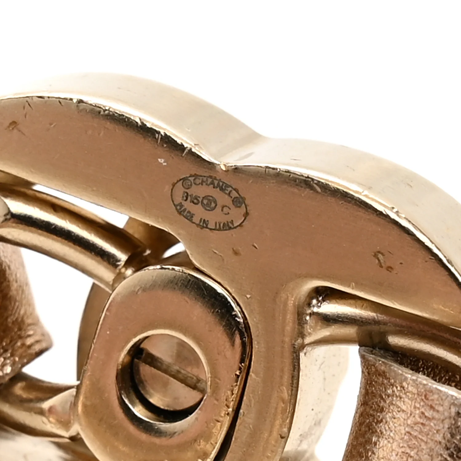 Metallic Lambskin CC Turnlock Chain Belt Gold