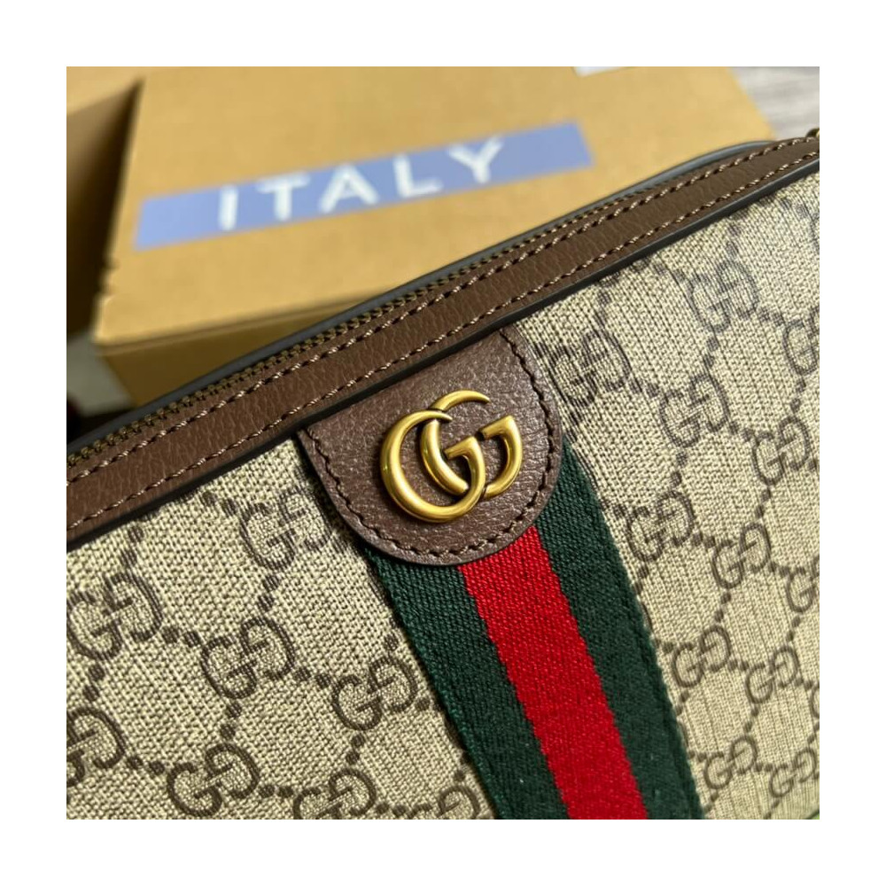 Gucci Ophidia GG Supreme Shoulder Bag Beige/Ebony 24cm/9.4in