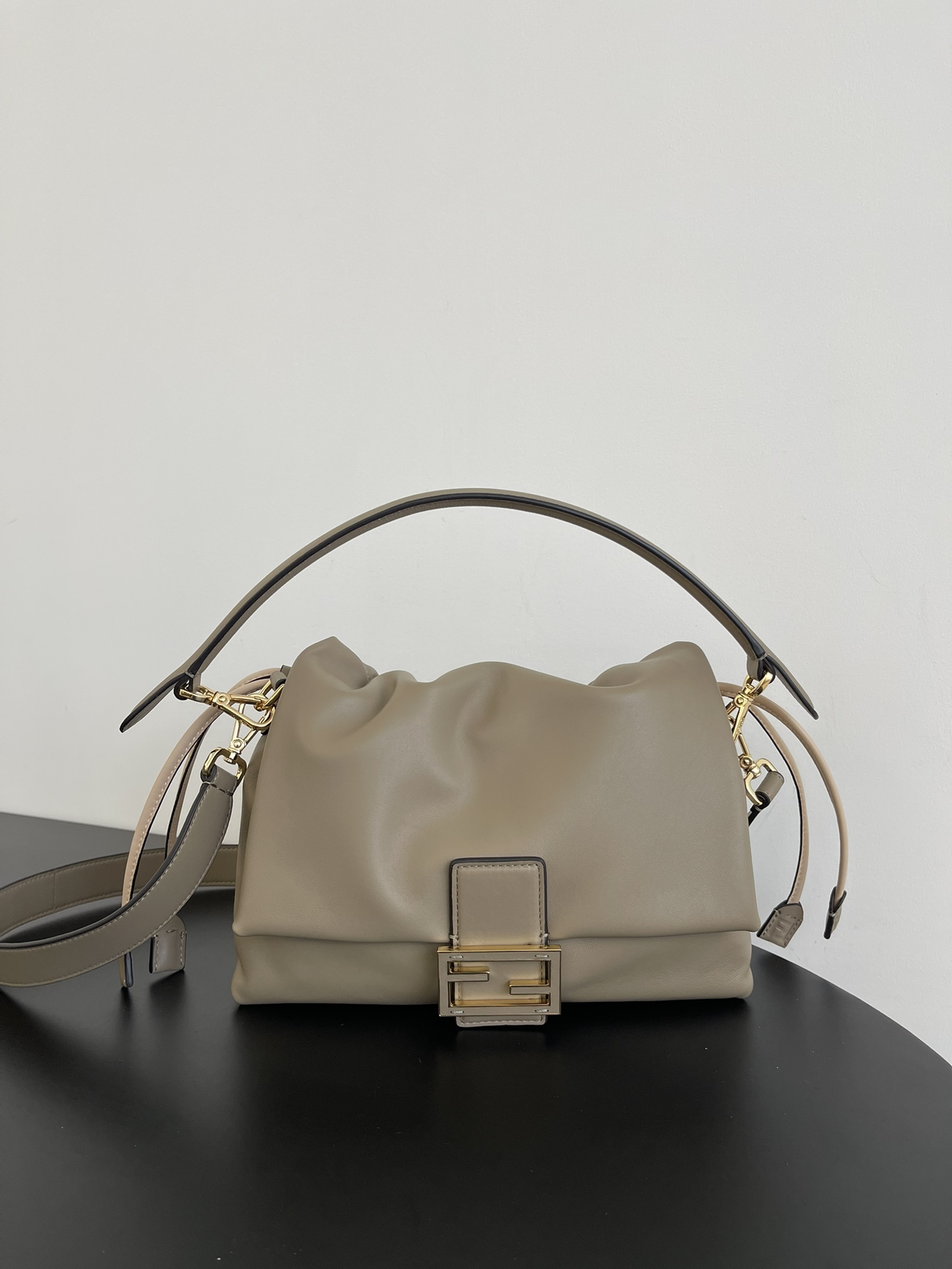 Fendi Mamma Baguette Medium Dove Grey Nappa Leather Bag 26.5cm