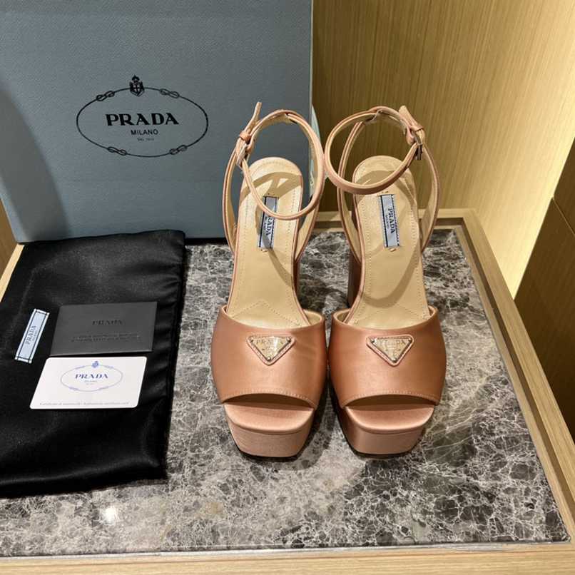 Prada High-Heeled Satin Beige Sandals