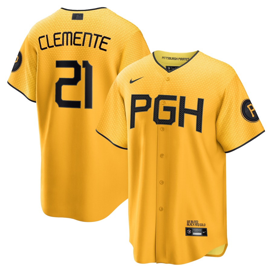 Roberto Clemente Pittsburgh Pirates City Connect Player Jersey Gold