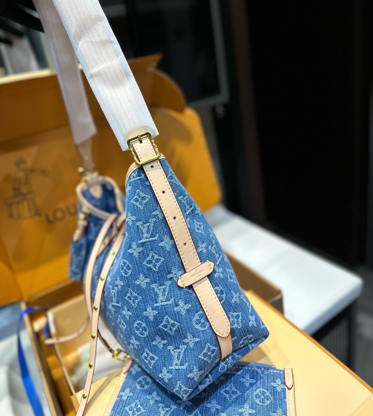 Louis Vuitton Carryall Pm Denim Blue 28Cm
